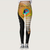 Einzigartige moderne Pfauenfedervorlage Leggings (Vorderseite)
