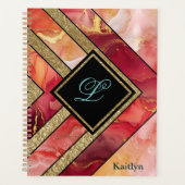 Einzigartige moderne rote goldene Geometrie Planer (Vorderseite)