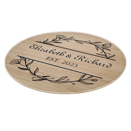 Einzigartige moderne Rustikale Paare Hochzeitspizz Schneidebrett (Ecke)