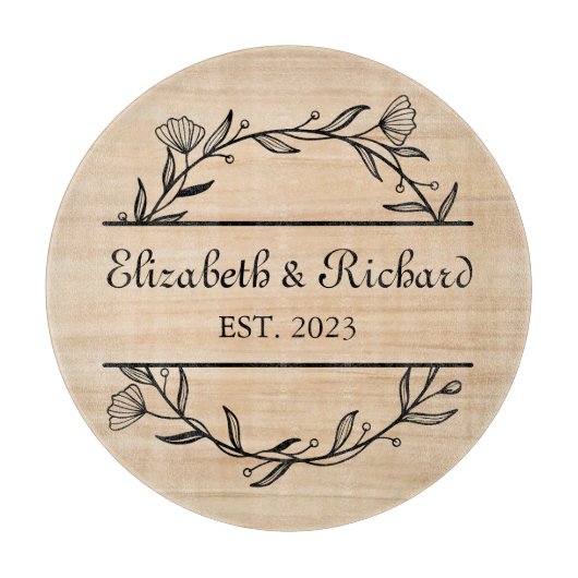 Einzigartige moderne Rustikale Paare Hochzeitspizz Schneidebrett (Vorderseite)