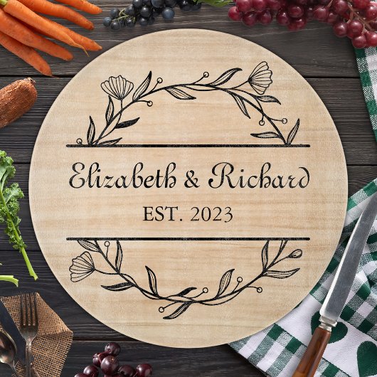 Einzigartige moderne Rustikale Paare Hochzeitspizz Schneidebrett
