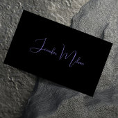 Einzigartige moderne Schwarz-Neon-Lila Kalligraphi Visitenkarte