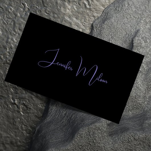 Einzigartige moderne Schwarz-Neon-Lila Kalligraphi Visitenkarte