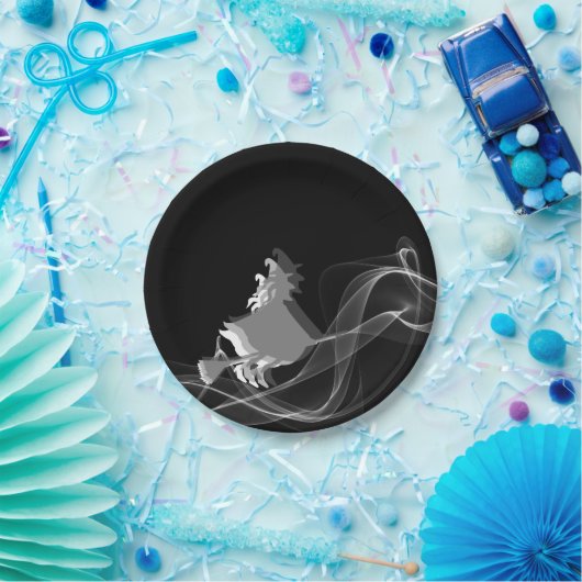 Einzigartige Moderne Schwarz-Weiß-Halloween-Hexe Pappteller (Party)