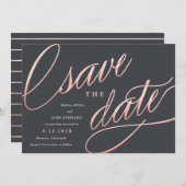 Einzigartige Moderne speichert Daten | Rose Gold Save The Date (Vorne/Hinten)