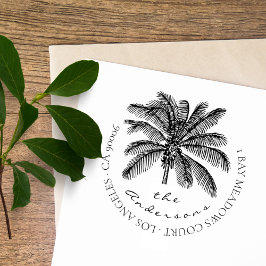 Einzigartige moderne tropische Palmenbaum-Rücksend Gummistempel