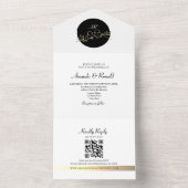 Einzigartige Mongramm-Schwarz-Weiß-Hochzeit All In One Einladung (Innen Boden)