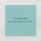 Einzigartige Monogram Blue Green Calling Card Quadratische Visitenkarte (Rückseite)