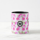Einzigartige Monogramm-Erstkaffee-Tasse (Blumenges Tasse (Zentrum)