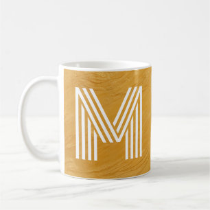 Einzigartige Monogramm Ersttexturiertes Gold und W Kaffeetasse