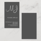 Einzigartige Monogramm-Graue elegante Visitenkarte (Vorne/Hinten)