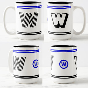 Einzigartige Monogramm-Kaffeetasse (Moderne Initia Zweifarbige Tasse