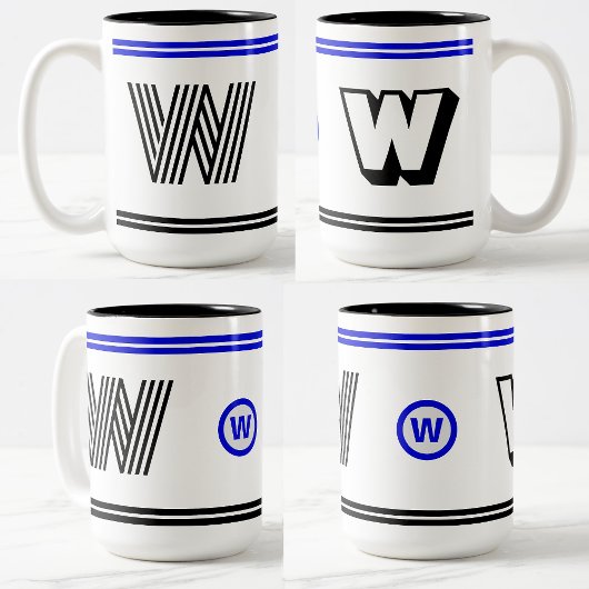 Einzigartige Monogramm-Tasse (Modernes erstes Gesc Zweifarbige Tasse
