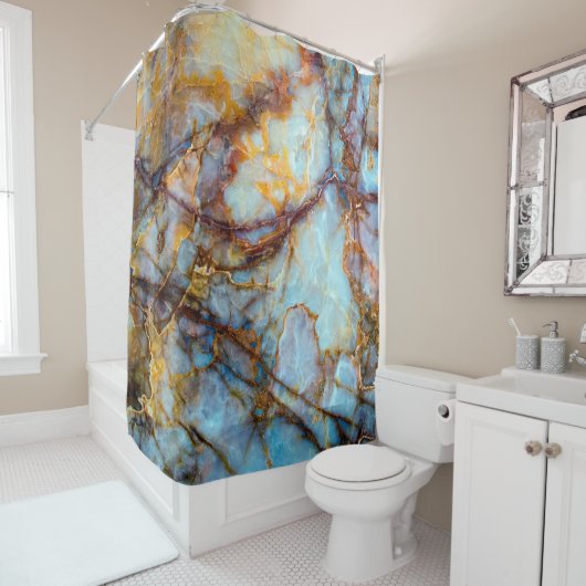 einzigartige Natursteinstruktur - Marmor, Onyx, gr Duschvorhang (Beispiel)