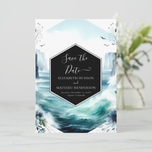 Einzigartige Nautische Hochzeit Save The Date (Stehend Vorderseite)