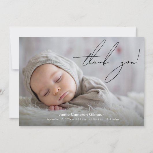 Einzigartige Neugeborene-Foto-Kinderdusche Dankeskarte (Vorderseite)