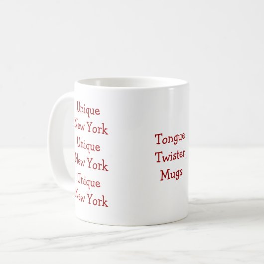 Einzigartige New Yorker Tongue Twister-Tasse Kaffeetasse (Vorderseite Links)