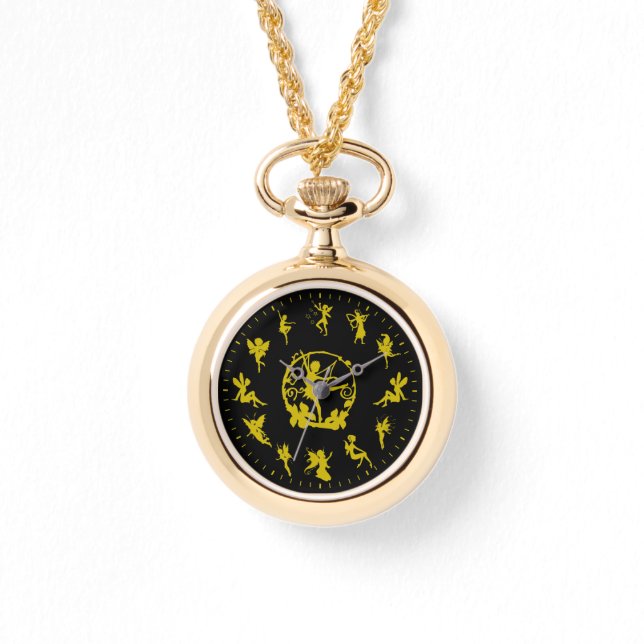 Einzigartige Niedliche Fairy-Gold-Silhouetten Armbanduhr (Vorderseite)