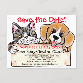 Einzigartige Niedliche Hunde Katze Veterinärmedizi Ankündigungspostkarte