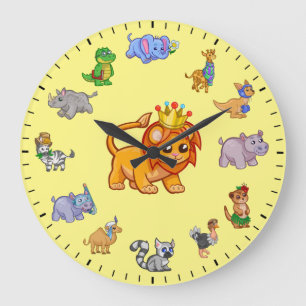 Einzigartige niedliche wilde Tiere Thema Große Wanduhr