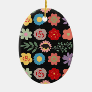 Einzigartige Ojibwe-Blumenbär-Weihnachtsdekoration Keramik Ornament