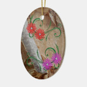 Einzigartige Ojibwe Blumenmuster Weihnachtsdekorat Keramik Ornament (Links)