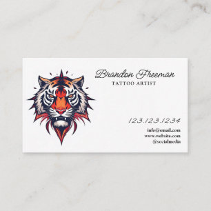Einzigartige Orange Tiger Head Illustration Tattoo Visitenkarte