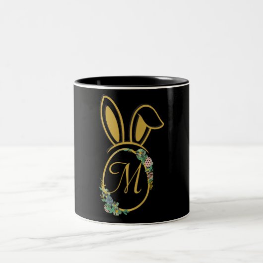 Einzigartige Ostersonnige Monogramm-Tasse Zweifarbige Tasse (Mittel)