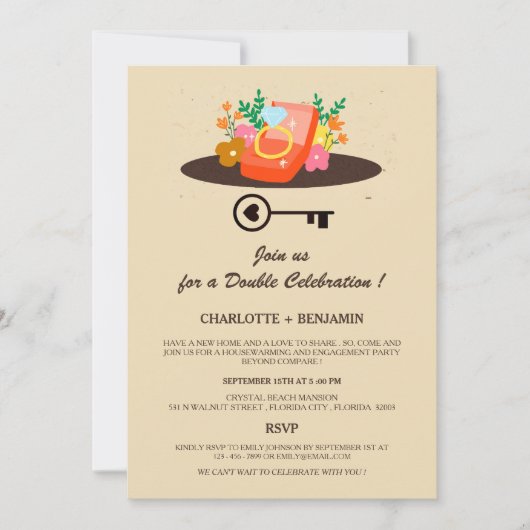 Einzigartige Partei für die Haushaltserwärmung und Einladung (Vorderseite)