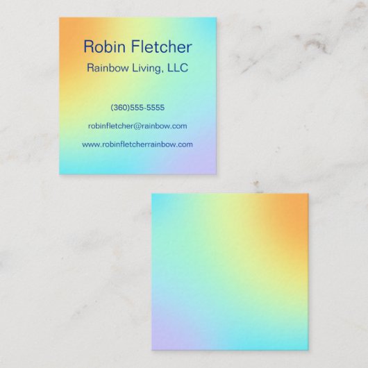 Einzigartige Pastel Rainbow Gradient Quadratische Visitenkarte (Vorne/Hinten)