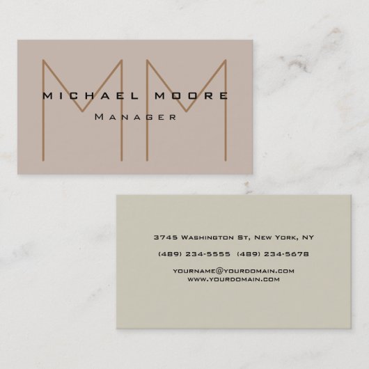 Einzigartige Pastelltöne Initials Monogramm Niedli Visitenkarte (Vorne/Hinten)