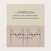 Einzigartige Pastelltöne Initials Monogramm Niedli Visitenkarten (Außenseite Aufgefaltet)