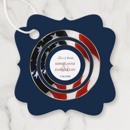Einzigartige Patriotic Elegante USA Flag Gold Wedd Geschenkanhänger (Vorderseite)
