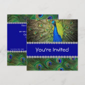 EINZIGARTIGE PEACOCK-INVITATION MIT FEATHERS & BLI EINLADUNG (Vorne/Hinten)
