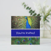 EINZIGARTIGE PEACOCK-INVITATION MIT FEATHERS & BLI EINLADUNG (Stehend Vorderseite)