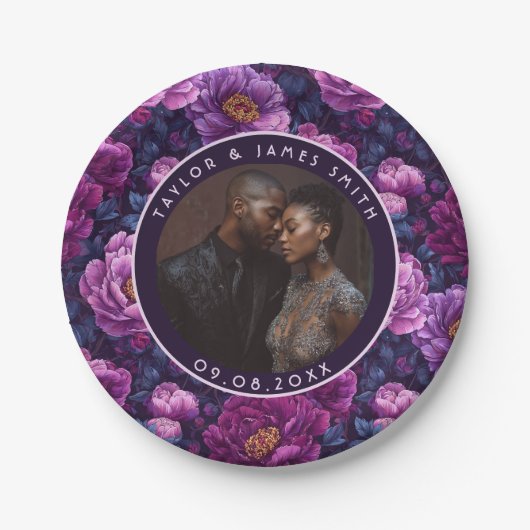Einzigartige Peonies-Teller zum Hochzeitssengern Pappteller (Vorderseite)