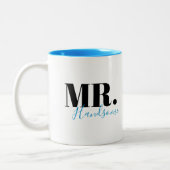 Einzigartige personalisierte Mr. handsome Paare Zweifarbige Tasse (Links)