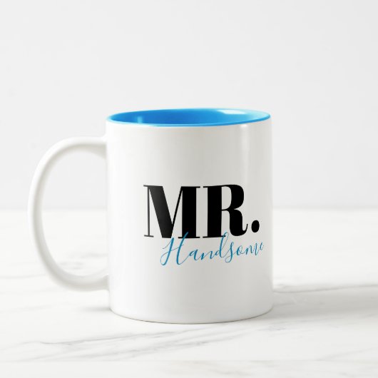 Einzigartige personalisierte Mr. handsome Paare Zweifarbige Tasse (Links)
