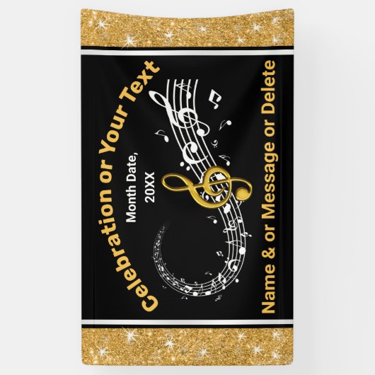 Einzigartige Personalisierte Musiknoten Banner Bla (Vertikal)