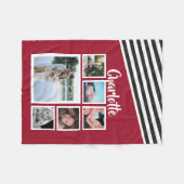 Einzigartige Personalisierte Rot-Streifen-FotoColl Fleecedecke (Vorderseite (Horizontal))