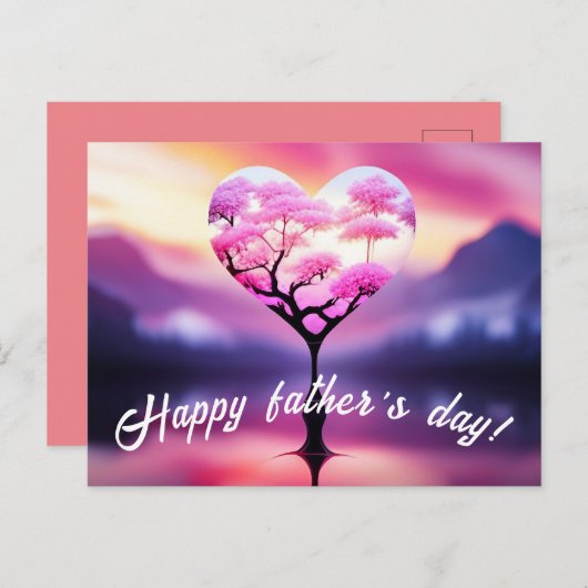Einzigartige Postkarte des Vaters: Herzbaumdesign (Vorne/Hinten)