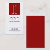 Einzigartige Qualität Weißes Rotes Monogramm Beruf Visitenkarte (Vorne/Hinten)