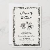 Einzigartige Quirky Hand Drawn Retro Hochzeit Einladung (Vorderseite)