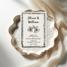 Einzigartige Quirky Hand Drawn Retro Hochzeit