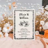 Einzigartige Quirky Hand Drawn Retro Hochzeit Einladung