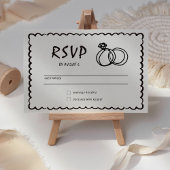 Einzigartige Quirky Hand Drawn Retro Hochzeit RSVP Karte
