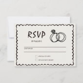 Einzigartige Quirky Hand Drawn Retro Hochzeit RSVP Karte (Vorderseite)