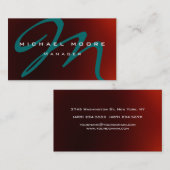 Einzigartige Red Blue Monogram Business Card Visitenkarte (Vorne/Hinten)
