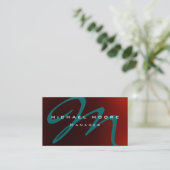 Einzigartige Red Blue Monogram Business Card Visitenkarte (Stehend Vorderseite)