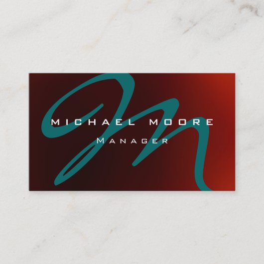 Einzigartige Red Blue Monogram Business Card Visitenkarte (Vorderseite)